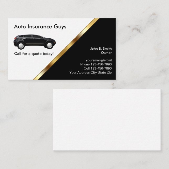 Auto Insurance Business Cards (Front/Back)