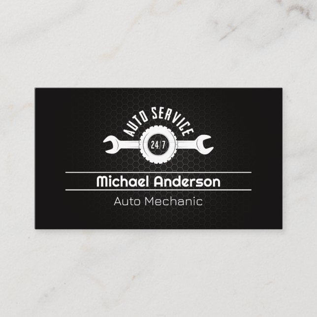 Auto Logo | Car Services Mechanic Technician Business Card (Front)