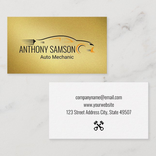 Auto Logo | Gold Background Business Card (Front/Back)