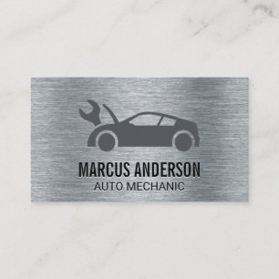 Auto Logo   Metallic Brushed  Business Card