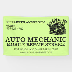 Auto Mechanic Automotive Repair Metal Business Banner