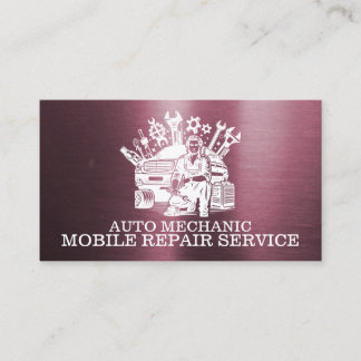 Auto Mechanic Automotive Repair Metal Rose Gold Business Card