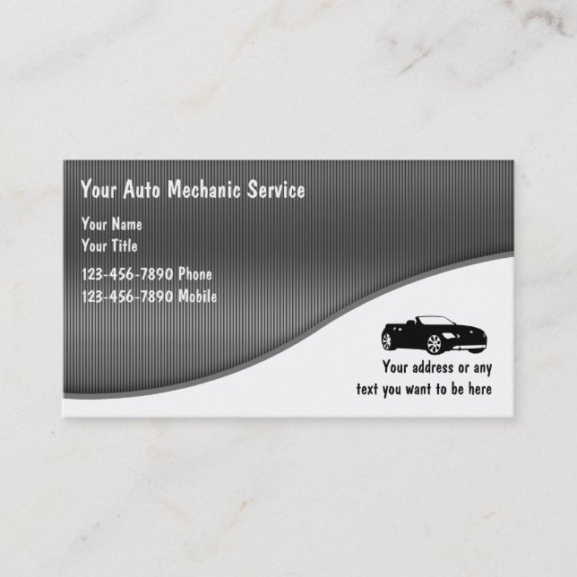 Auto Mechanic Business Cards (Front)
