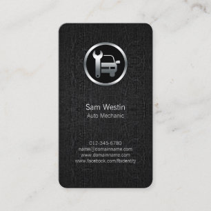 Auto Mechanic Car Wrench Icon Black Business Card