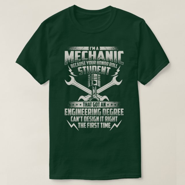 Auto Mechanic Engineering Degree T-Shirt (Design Front)