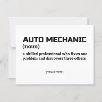 Auto Mechanic – Funny Definition Postcard