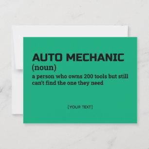 Auto Mechanic Funny Definition Postcard