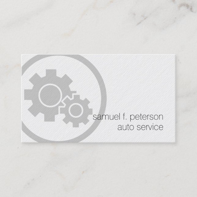 Auto Mechanic Gear Cogs Bold Icon Paper Texture Business Card (Front)