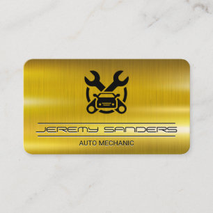 Auto Mechanic Gold Metal Auto Services Business Card