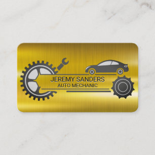 Auto Mechanic Gold Metal Car Repair Business Card