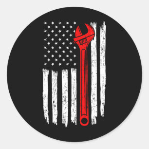 Auto Mechanic Independence Day Patriotic Tech Auto Classic Round Sticker