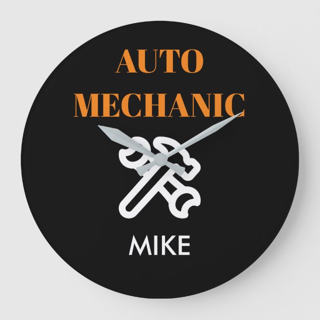 Auto Mechanic Man Cave Large Clock (Front)