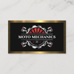 Auto Mechanic   Metallic Gear Pistons Business Card