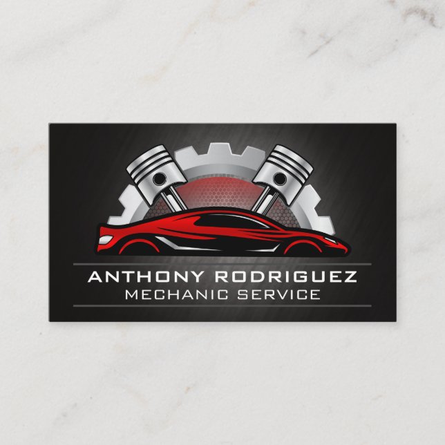 Auto Mechanic | Pistons | Gear Business Card (Front)