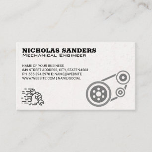Auto Mechanic Pulleys and Wrench in Hand Business Card