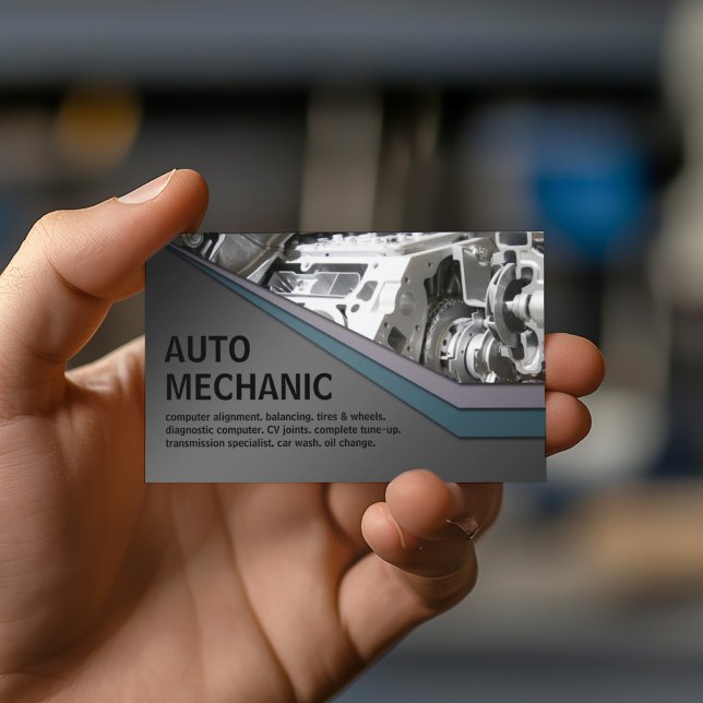Auto Mechanic Service Metal Business Card (Perfect for business)