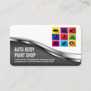 Auto Mechanic Shop   Car Service Icons Business Card