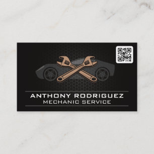 Auto Mechanic   Sports Car Wrenches   QR Code Business Card
