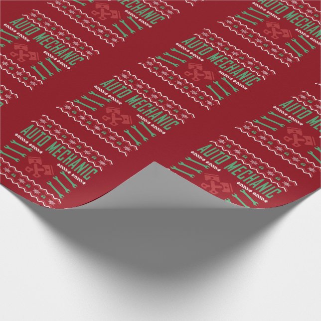 Auto Mechanic Ugly Christmas Sweater Wrapping Paper (Corner)