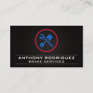 Auto Mechanic Wrench Pistons Logo Business Card