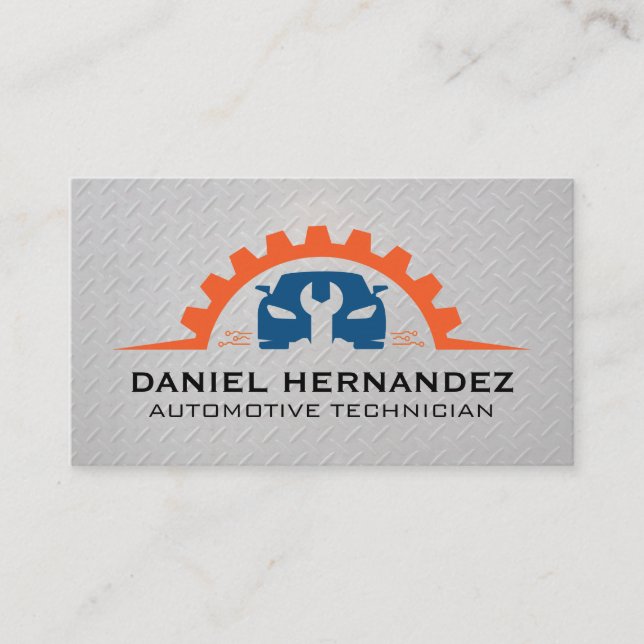 Auto Motive Gear Wrench Logo | Mechanic  Business Card (Front)