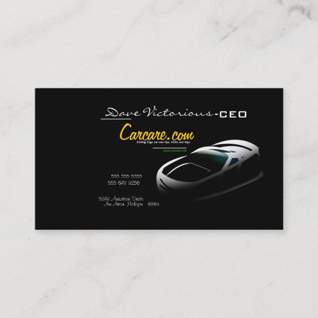 Auto Motor Vehicle Car Care Business Card (Front)