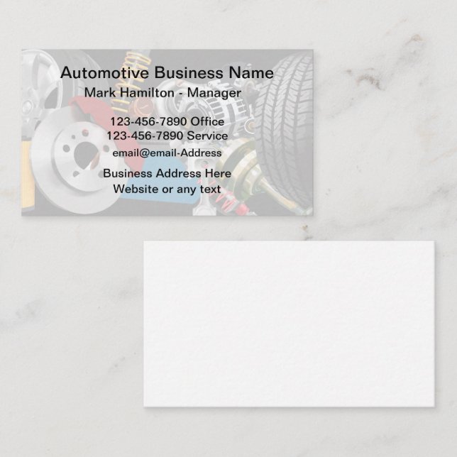 Auto Parts And Automotive Service Business Card (Front/Back)