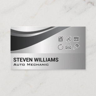 Auto Parts and Services   Metallic Background Business Card