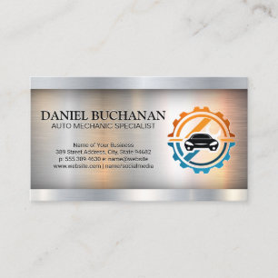 Auto Parts and Services Metallic Brushed Business Card