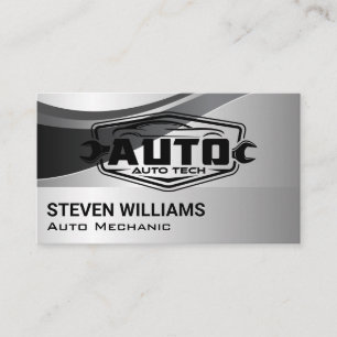 Auto Parts   Car Repair Services   Metallic Silver Business Card