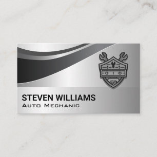Auto Parts   Repair Services   Metallic Background Business Card
