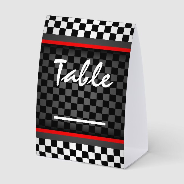 Auto Racing Checkered Design Tent Paper Table Sign (Front)