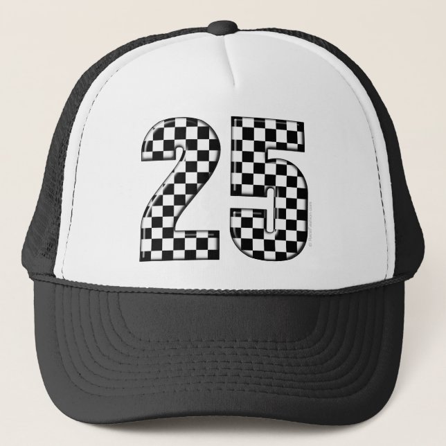 auto racing checkers number 25 trucker hat (Front)