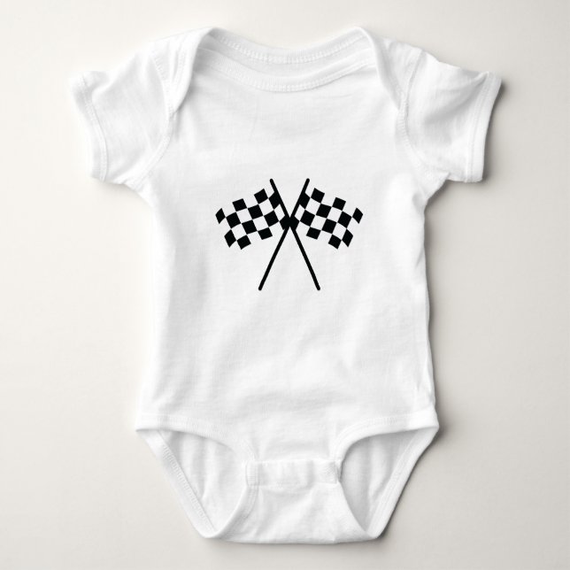 auto racing chequered flag baby bodysuit (Front)