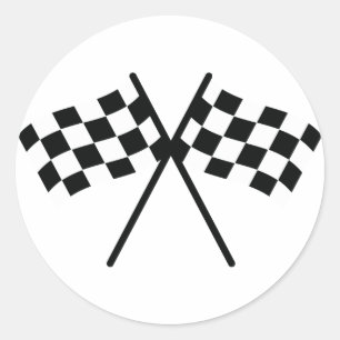 auto racing chequered flag classic round sticker