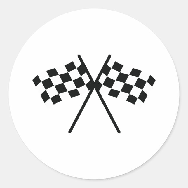 auto racing chequered flag classic round sticker (Front)