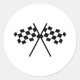 auto racing chequered flag classic round sticker