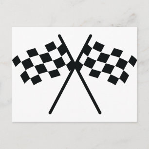 auto racing chequered flag postcard