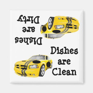 Auto Racing Clean Dirty Dishwasher Magnet
