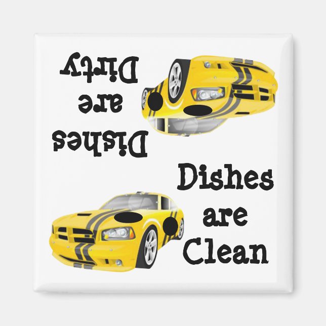Auto Racing Clean Dirty Dishwasher Magnet (Front)