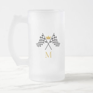 Auto Racing Frosted Glass Beer Mug