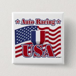 Auto Racing USA 15 Cm Square Badge