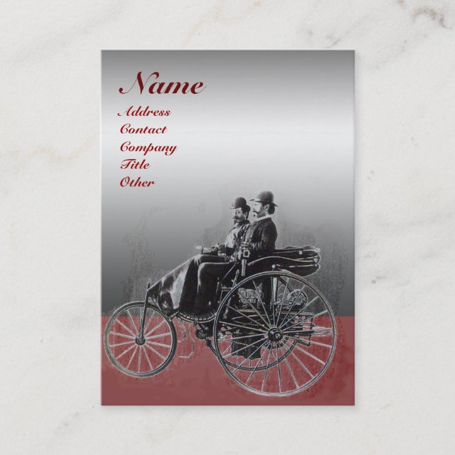 AUTO REPAIR- AUTOMOTIVE MONOGRAM ,CHROME METAL red Business Card (Front)