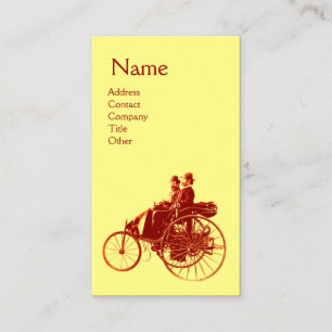 AUTO REPAIR AUTOMOTIVE MONOGRAM Yellow Brown Kraft Business Card