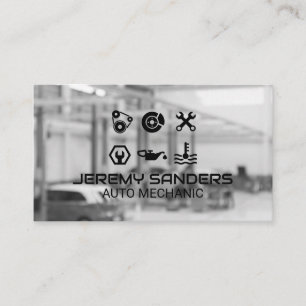 Auto Repair Bay   Mechanic Fix Icons Business Card
