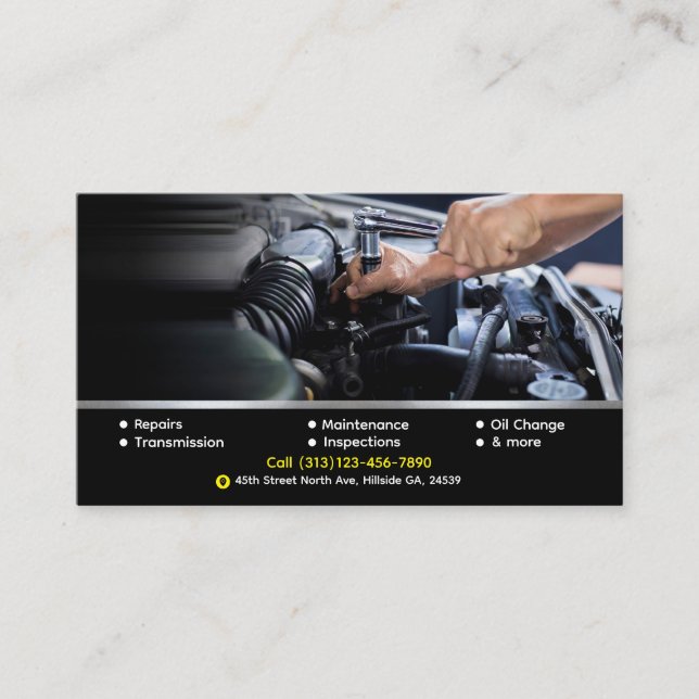 Auto Repair Business Card Template (Front)