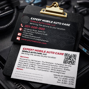 Auto Repair & Car AC Specialist Custom Logo QR Cod Business Card