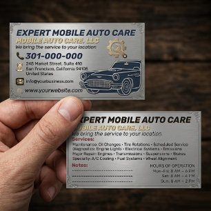 Auto Repair & Car AC Specialist Metal Aluminium  B Business Card