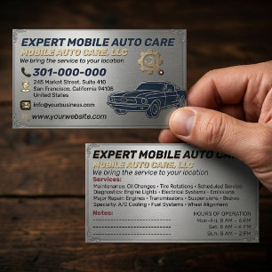 Auto Repair & Car AC Specialist Metal Aluminum  Bu Business Card