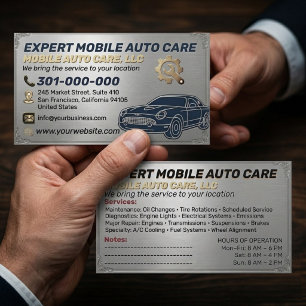 Auto Repair & Car AC Specialist Metal Aluminum  Bu Business Card
